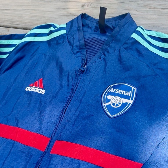 Adidas Arsenal Blue Windbreaker with Red and Teal Accents size M - Picture 2 of 6